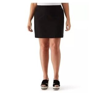 Rafaella Womens Stretch Skort Pockets Solid Black Size XXL